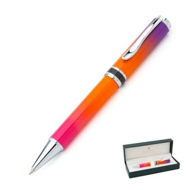 Imagem de Monteverde Caneta esferográfica USA Innova Ombre Fusion Luxury – Harmony Purple/Orange/Pink Gradient Finish – Tinta gel azul suave – Caneta estilo Parker recarregável de inspiração italiana