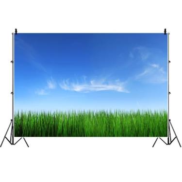 Imagem de Yeele Pano de fundo de prado de primavera de 3 x 2 m, grama verde, céu azul, nuvens, cena da natureza, pastagem, foto de fundo para chá de bebê, decoração de festa de aniversário, retrato de família