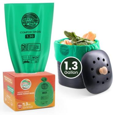 Imagem de Sacos de compostagem RAYTID 5L-6L 100 unidades de 1,3 galão ASTM D6400