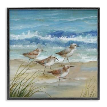 Imagem de Stupell Industries Design artístico giclée emoldurado preto Sandpiper Gathering View por Nan, 43 x 43 cm