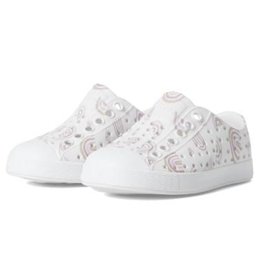 Imagem de Native Shoes Estampa unissex infantil Jefferson (criança pequena/criança grande), Concha branca/concha branca/Barely Flax Rainbow, 22