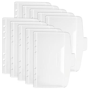 Imagem de Bolsos para fichário A6 sem zíper, azul Koqye 10 peças de envelopes de plástico sem zipless, dois bolsos envelopes de dinheiro foscos, bolsa de dinheiro para orçamento, enchimento de dinheiro (azul)