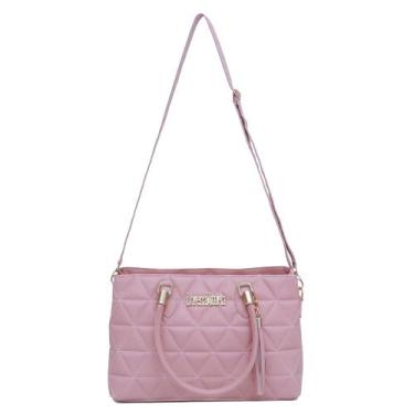Imagem de Bolsa sacola feminina bordada alça transversal - ZBOLSA, Rose