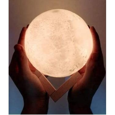 Imagem de Luminária Lua Cheia 3d Abajur Touch 15cm Cores Touch LUA - MARKELK