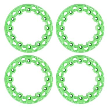 Imagem de 4 peças de proteção de cubo de guarnição de roda ATV 15 cm decoração de cubo de roda guarnição de aro de roda decoração de pneus de plástico protetor de aro decorativo universal para Go Kart (verde)