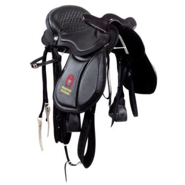 Imagem de Sela de Cavalo Preta Soft Gel Vaqueta Mangalarga de Cabeça 16 Polegada
