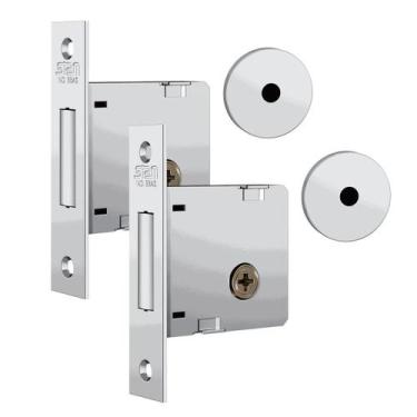 Imagem de Fechadura 1004 (PAR) Tetra Auxiliar Roseta Redonda Inox Stam