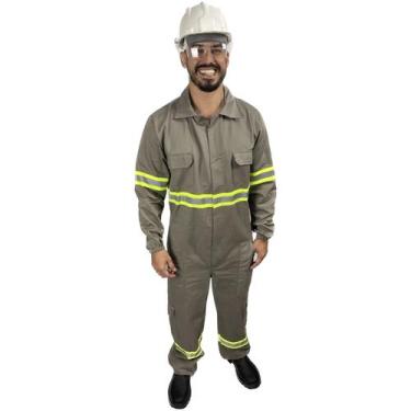 Imagem de Macacão REFORÇADA de Brim Pesado com Faixa Refletivo Uniforme Profissi