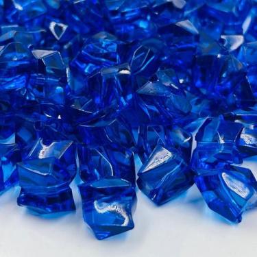 Imagem de Miçanga Cascalho Azul 12mm 10pçs Acrílico Artesanato 10g - Macall