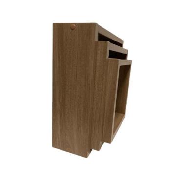 Imagem de Nicho decorativo kit 3 unidades amêndoa - MÓVEISMARKET