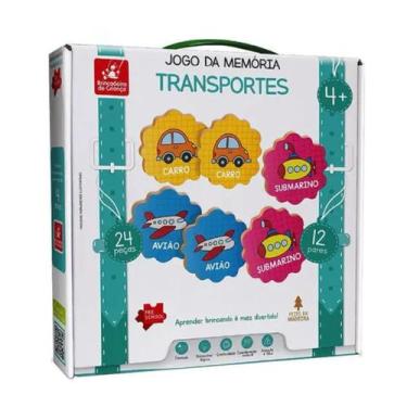 Imagem de Jogo Da Memoria Transportes 24pcs Madeira 9787 - Brincadeira De Crianc