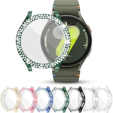 Imagem de [Pacote com 7] Capa RICHONE de 44 mm Bling para Samsung Galaxy Watch 7, capas macias de strass de TPU (poliuretano termoplástico) protetor completo para Galaxy Watch S7 44 mm Acessórios brilhantes