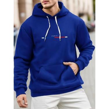 Imagem de Camiseta com capuz com estampa de Paris para homens casual outono inve