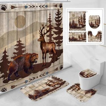Imagem de Conjunto de decoração de banheiro Litabel Farmhouse Bear and Deer 4 un