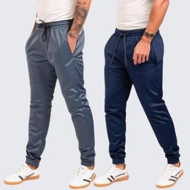 Imagem de Kit 2 Calças Jogger Skinny Masculina Helanca Flanelada Casual Academia-Masculino