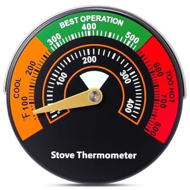 Imagem de Frienda Termômetro de fogão a lenha, acessórios de medidor de temperatura de forno a gás magnético para fogão a fogão, termômetro para queima de madeira, grânulos, lareira, combustão, evitar
