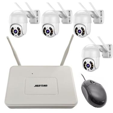 Imagem de 4 Cameras Sem Fio NVR Dvr Wifi Microfone Alto Falante Gravador Video A