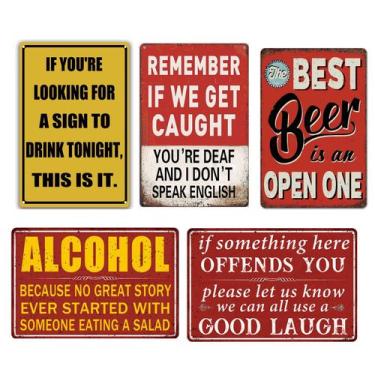 Imagem de Bar Signs Masleo Funny Vintage Metal Lat 10x40cm 5 peças