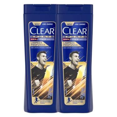 Imagem de Kit 2 Shampoo Anticaspa Clear Men Sports Limpeza Profunda 200ml