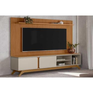 Imagem de Home P/ Tv Até 75 Pol Istambul/genova 2 Pta 1 Prat C/ Pés 200x194cm Nature/off White - Linea Brasil