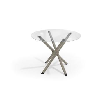 Imagem de Mesa De Sala Jantar Volga C/ Tampo De Vidro Redondo 95cm Niquel - Kappesberg