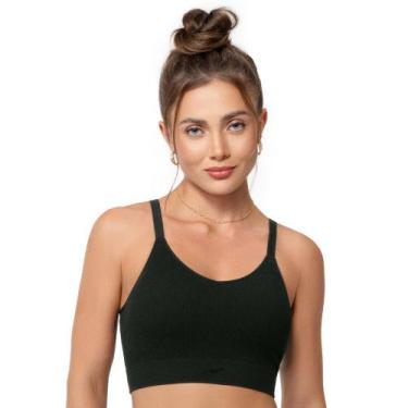 Imagem de Top Fitness Rib com Bojo Removível Preto Sem Costura Zee Rucci, P