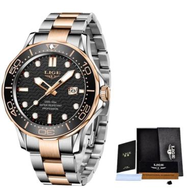 Imagem de Relógio De Pulso Quartzo Impermeável, Mergulhador, Esportivos, 3atm Dourado