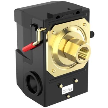 Imagem de Interruptor de pressão do compressor de ar, interruptor de compressor de ar cnaodun 135-175 PSI Rosca 1/4 NPT Interruptor de pressão de porta única para serviço pesado Interruptor regulador de pressão