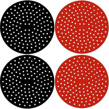 Imagem de Protetor De Fogão Indução de Silicone Tapete Fogão Indução Redondo(2 Pretos + 2 Vermelhos)