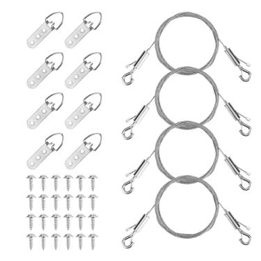 Imagem de 36un Kit de Fios para Pendurar Quadros Alta Resistência, 4un Fios Ajustáveis com Ganchos 8un Argolas em D e 24un Parafusos para Pinturas Tela Espelhos Molduras e Arte Parede Capacidade 23kg