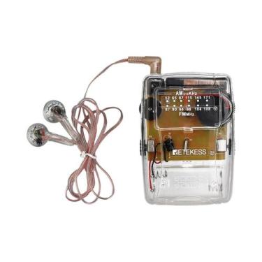 Imagem de Rádio AM FM Portátil Transparente RETEKESS TR624 Com Suporte Para Fone