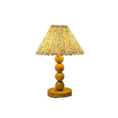 Imagem de Abajur de cabeceira Mesa de cabeceira madeira retrô, abajur floral plissado, mesa