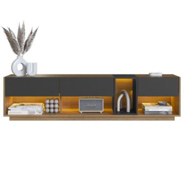 Imagem de Rack Moderno Com LED 03 Gavetas 180cm Mel Grafite PRODDY - Milani Stor