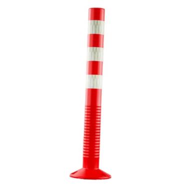 Imagem de Generic 70 cm H Poste de proteção de barreira de estacionamento flexível de PU acessório para hotéis supermercados calçadas cruzamentos de estradas, Vermelho E Branco