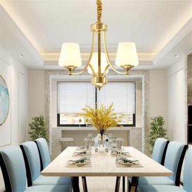 Imagem de Lâmpada Pingente Candelabro LED De Latão Com Estilo Luxuoso Americano E Retro: Design Criativo Para Sala De Estar, Restaurante, Quarto, Estudo, Villa, Hotel E Café (M 3 luzes)