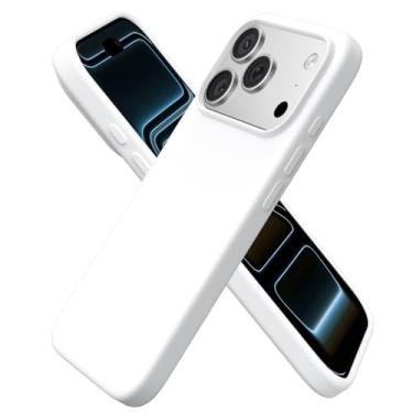 Imagem de ORNARTO Compatível com capa de celular, capa protetora de silicone líquido fino com 3 camadas de borracha macia à prova de choque Pro, capa protetora com forro de microfibra antiarranhões - branca