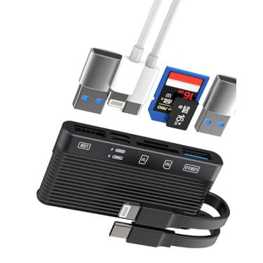 Imagem de Cartão SD para leitor para iPhone, adaptador de câmera digital USB (38.7 cm²), cartão de memória Lightning tipo C para TF OTG para iPad para Apple Phone acessório, pen drive, MacBook compatível com