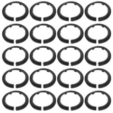 Imagem de HARFINGTON 20 peças de cobertura de tubo de flange decoração 4,33" (110 mm) capa de plástico para furo de parede sob a pia tubo radiador coleira de proteção para banheiro cozinha vaso sanitário, preto