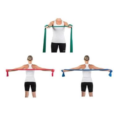 Imagem de Kit Faixa Elástica Thera Band 03 Níveis Pilates Yoga (Média/Forte/Exta