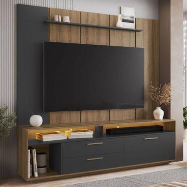 Imagem de Estante para TV Até 75 Polegadas Reims 1 Porta 2 Gavetas com Led Grafite - Art In Móveis