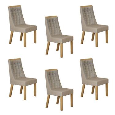 Imagem de Conjunto 6 Cadeiras para Sala de Jantar Luna Bege