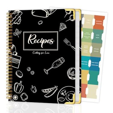 Imagem de Livro de receitas em branco para escrever em suas próprias receitas, livro de receitas em branco com 175 páginas para amantes de culinária familiar, caderno de receitas com folhas de adesivos, diário