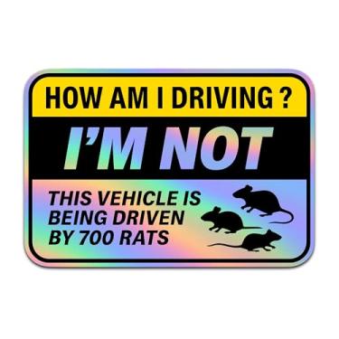 Imagem de Adesivo de decalque de carro holográfico fosco à prova d'água engraçado vinil de 15 cm para carro, caminhão, barco, capacete, laptop, gato, rato, ganso, mudança de marcha, sinal de humor (placa de