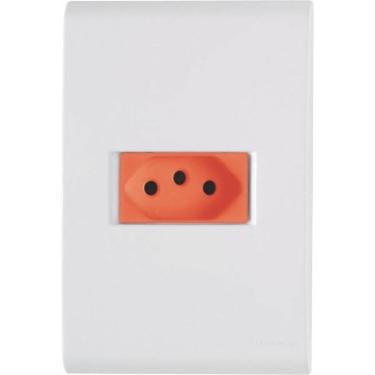 Imagem de Conjunto Liz Branco e Vermelho 4x2 com 1 Tomada 2P+T de 20 Ampères e 250 Volts - 57170015 - TRAMONTINA