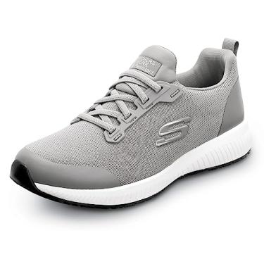 Imagem de Skechers Work Emma, feminino, bico macio, antiderrapante, EH, atlético sem cadarço, tênis de trabalho, Cinza, 10 Wide