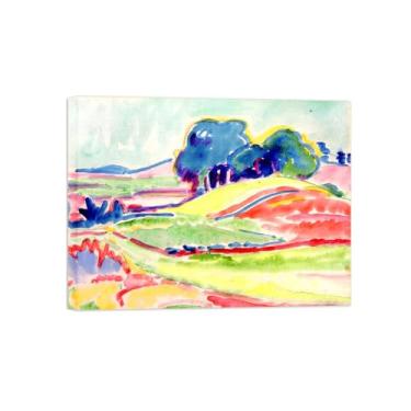 Imagem de Paisagem Abstrata Pôster Famosas Pinturas-Reprodução em Tela-Imagem Decoração Sala de Estar(Hills and Trees) 60x80cm-23x31in Tela Embrulhada