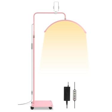 Imagem de Ring Light Meia Lua com Roda, Suporte para Celular, 3 Tons E Brilho Ajustável (Rosa), Luz Meia Lua Manicure Estetica Abajur de Chão, Para Mesa Salao de Beleza, Manicure, Locais de Massagem