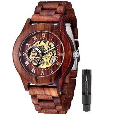Imagem de Tiong Relógio Mecânico Masculino De Madeira, Automático, Sem Bateria, Esqueleto
