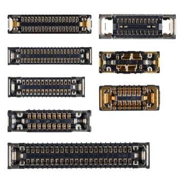 Imagem de Risidamoy Kit de conexão B com 8 peças para iPhone 12 da placa-mãe inclui substituição da porta de carregamento SIM da bateria, conector de câmera teleobjetiva grande angular LCD e Touch Ultra para