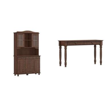 Imagem de Conjunto Cristaleira 3+2 Portas + Aparador 100% Madeira Maciça - Linha Rubi Finestra Mó...